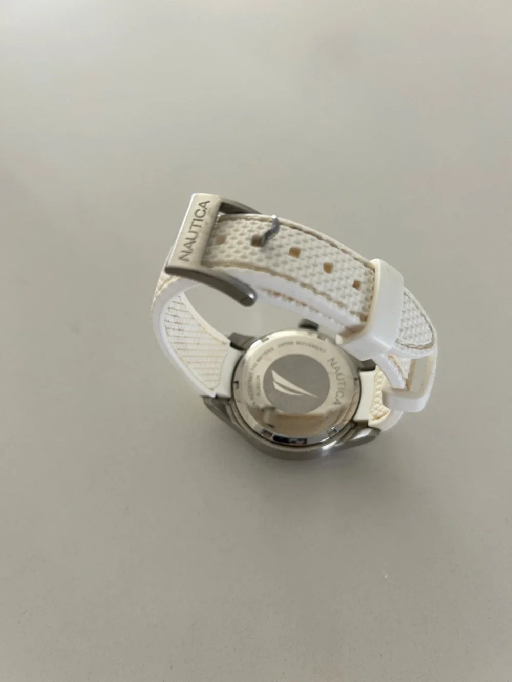 Nautica Women White Dial Watch with White Silicone Strap